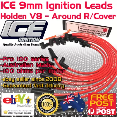 ICE PRO 9mm Ignition Spark Plug Leads Holden V8 308 253 STD Cap Around V/Cover - Image 1 of 4