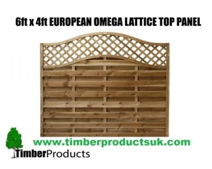 European Fence garden panel 6x4 Omega Decorative Lattice Top Pressure Treated - Picture 1 of 5