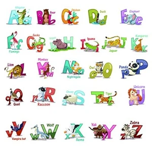 Educational Alphabet Wall Stickers Animal ABC Wall Decor for Kids Toddlers - Picture 1 of 7