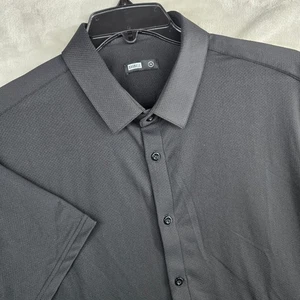 Herren Langhantel Schwarz Kurzarm Knopfleiste Performance Hemd XXL Slim - Bild 1 von 10
