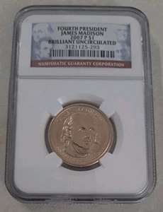 2007-P Madison $1 Brilliant Uncirculated NGC Annual Dollar Coin 4th President  - Picture 1 of 2