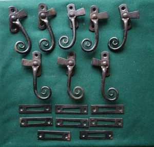 Vintage Cast Iron Monkey Tail Casement Window Latches Catches x 8 - Picture 1 of 4