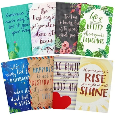 Set of 8 Inspirational Notebooks, 5x8 Bulk Journals with Motivational Quotes - Image 1 of 4
