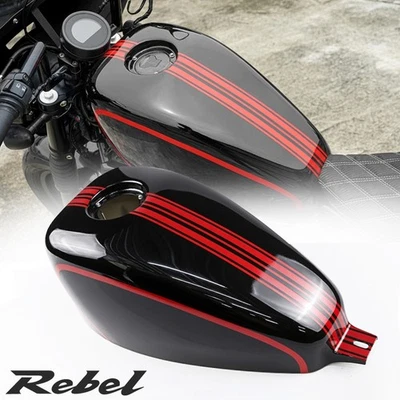 FIT HONDA REBEL CMX 300 500 2017-2025 GLOSS BLACK FUEL GAS TANK COVER RED LINE Foto 1 de 4