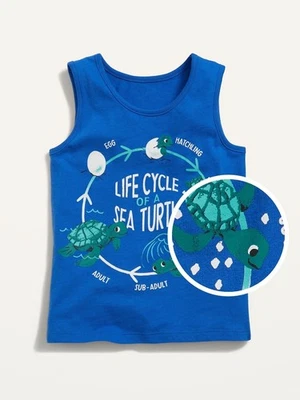 Old Navy Toddler Size 4T ~ Blue "Life Cycle of a Sea Turtle" Tank Top NWT - Image 1 of 2