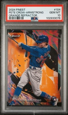 2024 Topps Finest Pete Crow-Armstrong  Orange Refractor PSA 10 Rookie RC 20/20 - Image 1 of 2