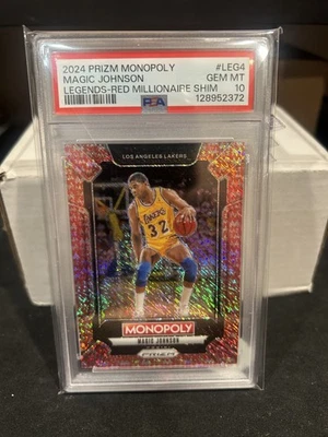 2024 Prizm Monopoly Magic Johnson Red Millionaire Shimmer /100 Lakers PSA 10 - Image 1 of 2