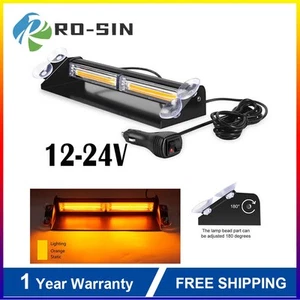 Amber Bar LED Flashing Beacon Strobe Warning Light Car Truck For Windshield Dash - Picture 1 of 12