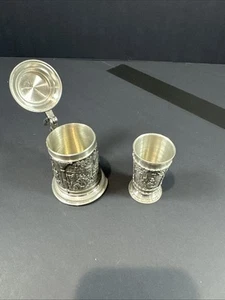 SKS Zinn pewter shot glass 2" tall & Mini Stein made in West Germany - Picture 1 of 2