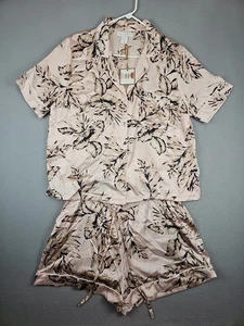HOUSE OF HARLOW 1960 Sleepwear Set PJ Tropical Print Blush Pink Size Large - Picture 1 of 10