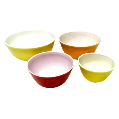 Vintage PYREX Primary Colors Nesting Mixing Bowl Set Of Four 401-404 - Image 1 of 4