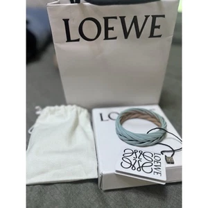 NWT Loewe Braided Leather Bracelet in Light Blue & Beige – Made in Spain - Picture 1 of 4