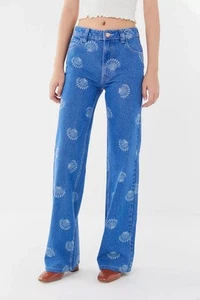 Urban Outfitters UO Clare Seashell Printed Flare Jean - 25 - Picture 1 of 7