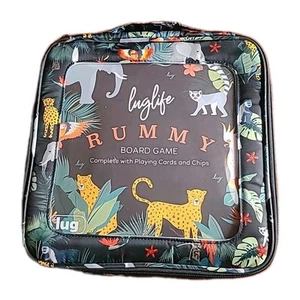 Lug Life Rummy Bag Set- Jungle Animals Retired Family Board Game Cards Chips Mat - Picture 1 of 9