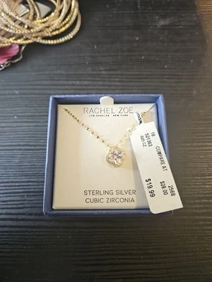 Dije de circonita cúbica de plata de ley Rachel Zoe 16+2 pulgadas Foto 1 de 2