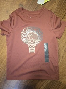 All In Motion Boys Graphic Tshirt Basketball Short Sleeve Brown - Picture 1 of 5
