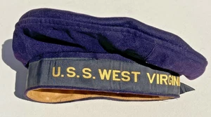 Cappello piatto arruolato USN US Navy USS West Virginia berretto corazzata Pearl Harbor - Foto 1 di 11