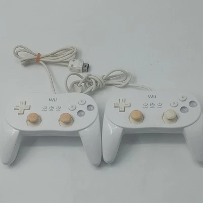 Nintendo Wii White Classic Pro Controller Lot RVL-005 OEM Lot Of 2 Untested  - Image 1 of 4