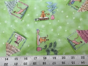 VINTAGE Cats on Lime Green, Blank Textiles - 1 YD 32” x 44” - Picture 1 of 2
