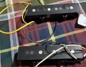 Black Squier Jazz Bass Alnico Pickup Set, Neck & Bridge, J-Bass, 4.5k, 3-5/8" - Picture 1 of 3