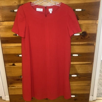 Vestido De Colección Retro Años 80 Liz Claiborne Para Mujer Rojo Línea A Talla 8 Normcore MIDI Informal Foto 1 de 4