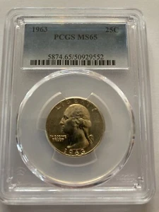 1963 Washington Quarter in MS65 Grade by PCGS - Picture 1 of 2