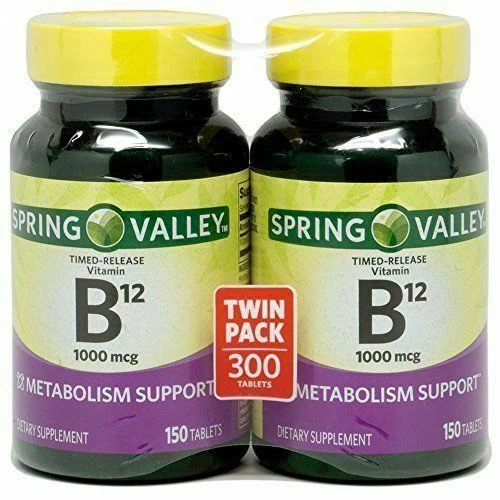Spring Valley B12 Tablets 1000mcg 150 pc Natural Timed Release Vitamin 2 Pack