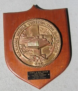 Navy Seabees Inchon Harbor Yo-Do Island No. 1 Construction Battalion (2) Plaques - Picture 1 of 10