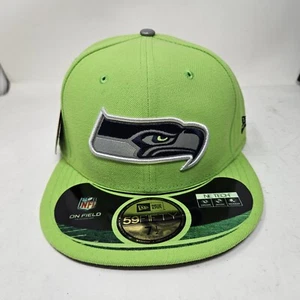 New Era 59FIFTY Seattle Seahawks Official On Field Green Fitted Hat - Size 7 1/2 - Picture 1 of 4