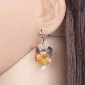 Chicken, Hen, Farm Life, Homesteader Earrings, Flat, Light Weight Acrylic, New - Picture 1 of 7