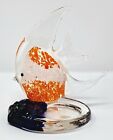 Art Glass Tropical Fish Candle Holder Partylite Taiwan Clear White Orange Blue