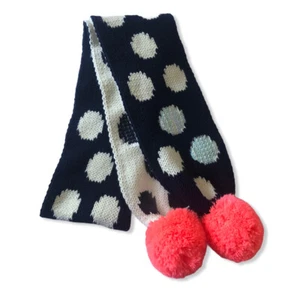 Gymboree Scarf Polka Dot Sequin Pom-Pom Winter Navy Blue Polar Pink NWOT - Picture 1 of 7