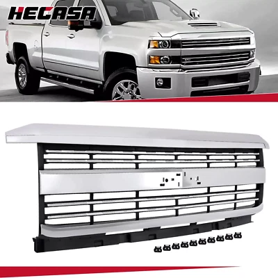 HECASA Chrome Grille Assembly For Chevy Silverado 2500 HD 3500 HD 15-19 23335298 - Image 1 of 4