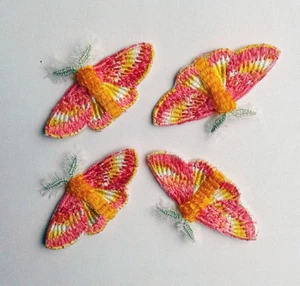 Butterflies Moth rosy maple Insect 4 pcs Handmade Quality Embroidered Patch - Picture 1 of 5