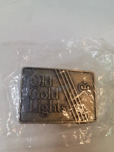 Vintage Old Gold Lights Cigarette Brass LDL Belt Buckle Tobacco Collection New - Picture 1 of 2