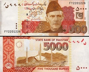 Pakistan 5000 Rupien 2023, UNC, P - Neu 51 - Bild 1 von 3