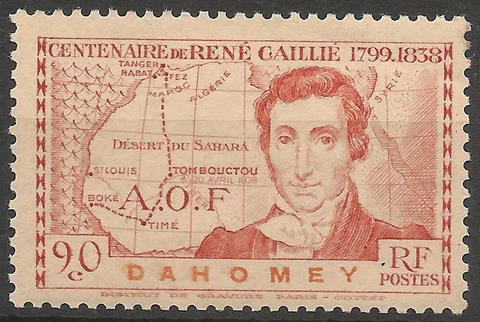 Dahomey #108 VF MINT LH - 1939 90c Rene Caillie and Map of Northwestern Africa Cover