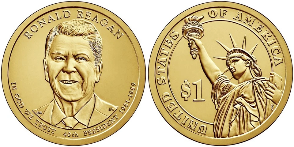 2016-P  President RONALD REAGAN  Presidential Golden Dollar  1-Coin - Image 1 of 1