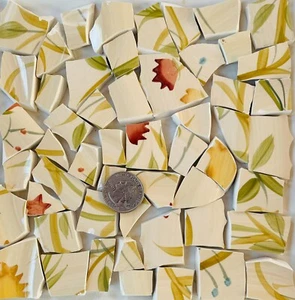 Broken China Mosaic Tile Arts and Craft Supplies - Chunky Floral Tiles F071 - Picture 1 of 1