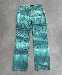 2000's Roberto Cavalli JUST CAVALLI Snakeskin Printed Straight Jeans Blue Sz 30 - Picture 1 of 18