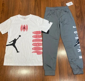Nike Air Jordan Youth Boy T-Shirt PANTS Tracksuit 2pc Size XL-18 New - Picture 1 of 4
