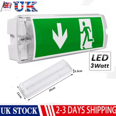 GOWTALL LED EMERGENCY LIGHT BULKHEAD EXIT SIGN IP65 MAINTAINED OR NON MAINTAINED