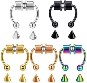 Magnetic Septum Nose Ring Horseshoe Fake Nose Ring Hoop Reusable Nose Ring Hoop - Picture 1 of 7