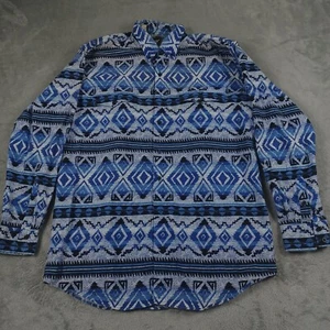 Vintage Karman Shirt Mens XL Blue Southwestern Aztec Geometric Vintage Striped - Picture 1 of 8
