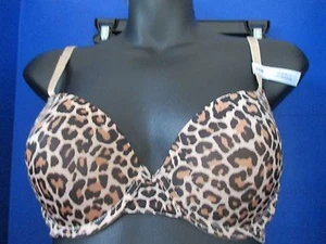 ISAAC MIZRAHI~Brown Leopard PERFECT COVERAGE PUSH-UP UNDERWIRE BRA~34B~NWOT - Picture 1 of 4