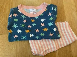 Girls Hanna Andersson Size 110 / 5 EUC Stripes/Stars Short Sleeve Pajama Set Pjs - Picture 1 of 3