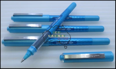 4 x UB157 D 0.7mm Fine LIGHT BLUE INK Uni-Ball Eye Roller Ball Pens - image 1 of 4