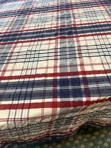 Red, White & Blue Plaid Tablecloth – 62” Round – Patriotic Americana - Picture 1 of 7