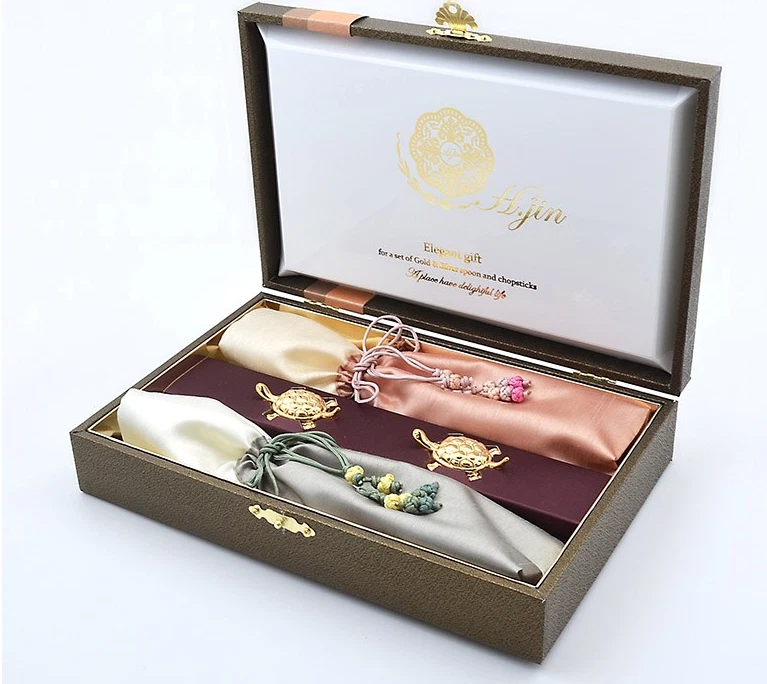 Traditional Korean Stainless Spoon Chopstick Set | Hangul Engraving Gift - Image 1 of 4