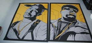 Joshua Budich Tupac and Biggie SET Screen Print Poster 2012 rap Signed Numbered - Picture 1 of 4